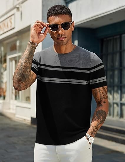 COOFANDY Men's Casual T-Shirts Short Sleeve Crewneck Pullover Classic Knit Tee Shirts