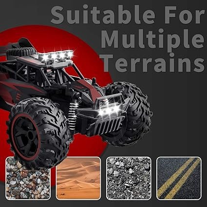 Carox Remote Control Car, 2.4GHz 25KM/H High Speed RC Car, 1:18 Off-Road Monster Truck with LED Lights and 1800mAh Rechargeable Battery – Ideal Gift for Boys 6+