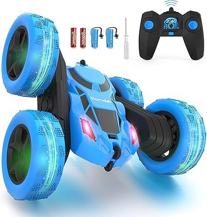 Hamdol Remote Control Car for Kids, 360° Rotating RC Stunt Car Double-Sided 4WD Electric Vehicle with LED Lights, 2.4GHz Rechargeable Toy Cars for Boys Girls Age 6 7 8 9 10 11 12, Birthday Gift