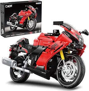 CaDA C64051W Motorcycle Building Block Set,Suzuki Hayabusa 1:6 Model，1043 PCS Licensed Superbike Replica with Functional Details & Display Stand