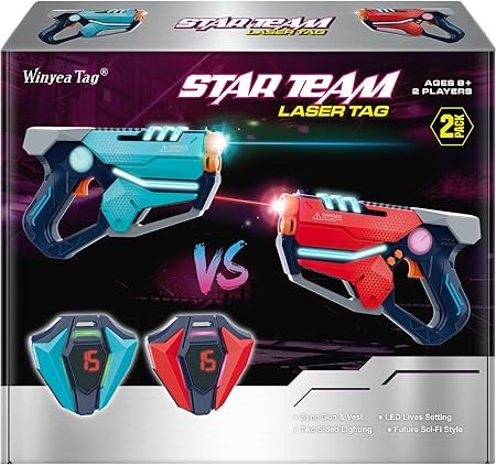 Laser Tag Set of 2, Lazer Tag Game with LED Score Display Vests for Kids,Teens & Adults, Birthday Gift Toys for Kids Ages 8 9 10 11 12+Year Old Boy & Girls