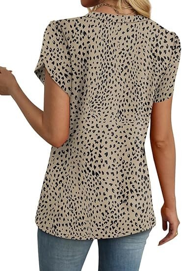 WIHOLL Womens Tops Dressy Casual Petal Sleeve Summer Spring Short Sleeve V Neck Shirts Work Business Vacation Clothes 2026