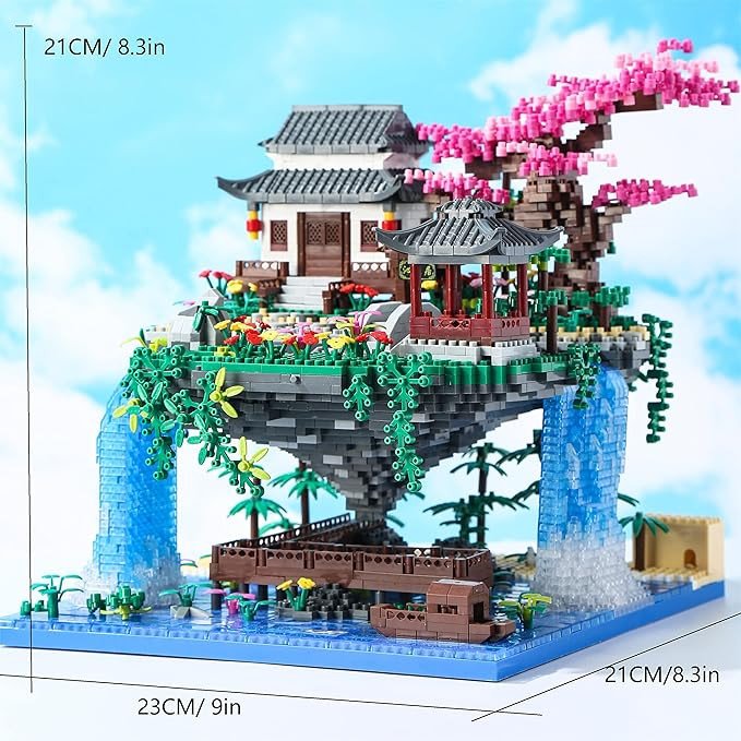 Yushinv Cherry Blossom Tree Building Set with Gift Box, Original Music Cherry Blossom Tree House(Type :Symphony), Japanese Sakura Tree House Lights Building Kit3320 Pcs, Cherry Bonsai Building Set.