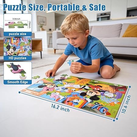 Kids Puzzles,2 Packs 60 Piece Puzzles for Kids Ages 4-8,Outdoor/Travel Puzzle with Small Box and Independent Storage Bag,L16.2 x W‌10.6 Inch