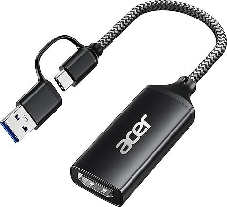 acer Video Capture Card, HDMI to USB 3.0 Capture Card for Streaming, 1080P 60FPS HDMI Capture Card with Type-C/A, Compatible for Switch2, PS5/4, Quest3, Camera, OBS, Xbox