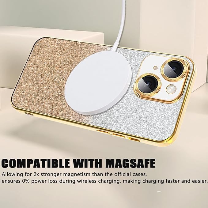 Misscase for iPhone 13 Magnetic Glitter Case Compatible with MagSafe,Full Protection Slim Shockproof Anti-Scratch