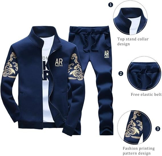 MANTORS Men's Hooded Athletic Tracksuit Full Zip Casual Jogging Gym Sweat Suits