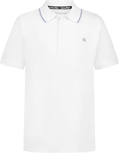 Calvin Klein Boys Short Sleeve Micro Pique Solid Polo, Button Closure, Soft & Comfortable