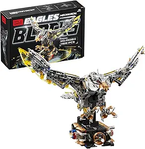 1168-PCS Mechanical Eagle Building Block Set with LED Light, Movable Linkage Gears, Display Stand - Animals Building Blocks Toy for Adults, Teens, Kids Age 12+