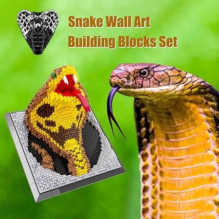 BDYDT Snake Building Blocks Wall Art, 2376 Pieces 3D Model, Creative Decor Gift for Adults Teens 14+ & Kids