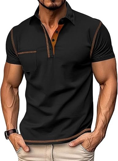 Henley Shirts for Men Short Sleeve Solid Casual 2025 Summer Button Classic Polo T-Shirts Slim Fit Fashion Tops