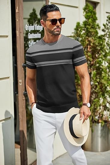 COOFANDY Men's Casual T-Shirts Short Sleeve Crewneck Pullover Classic Knit Tee Shirts