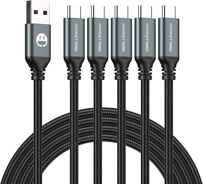 USB Type-C to A Cable 5pack 6ft Braided Fast Charging 3A Quick Charger Cord, 6 Foot Compatible iPhone 17/17 Pro/16e/16/15 Pro Max,Samsung