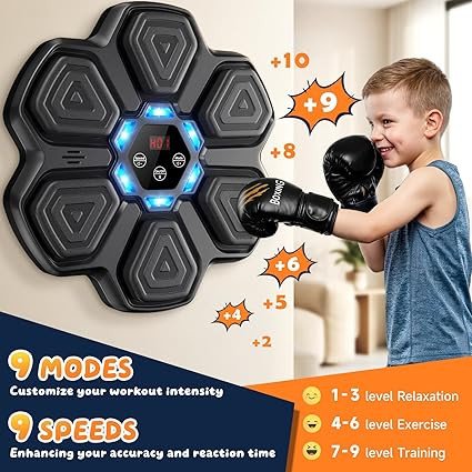 TGLLM Music Boxing Machine, Interactive Punching Trainer with Boxing Gloves, Large Size Wall Mounted Electronic Boxing Target for Adult Kids, 9 Modes & 9 Speeds