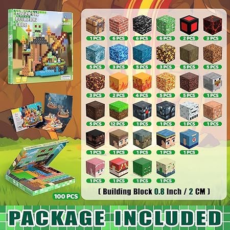 Magnetic Blocks Toys for Kids, 100 PCS Building Blocks Cubes, Stacking Magnetic Tiles Toys for Kids Toddlers Boys Girls Ages 3 4 5 6 7 8-12 Birthday Gifts Party Supplies (Underworld)