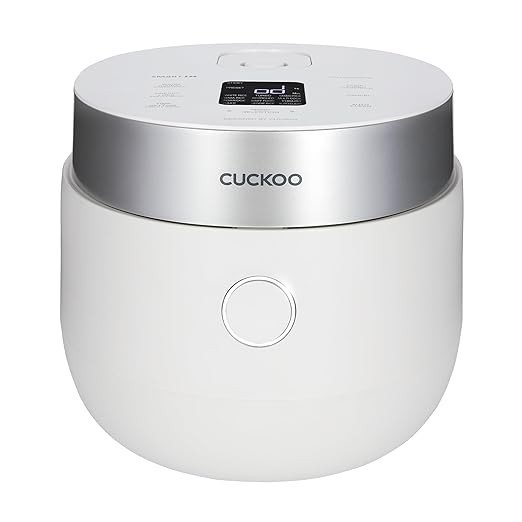 CUCKOO Micom Rice Cooker 8-Cup Uncooked / 16-Cup Cooked with Induction Heating Technology, Versatile Rice Maker with 12 Menu Options and Steam Plate, Voice Guide, White (CR-HA0810FW)