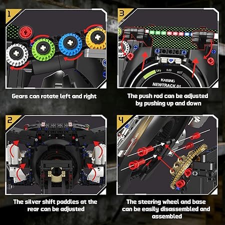 Racing Cars Steering Wheel Building Set, Formula Simulator Driving Kit Collection Model with Moving Parts & Phone Holder for Adults Boys 14+ - 904PCS
