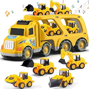 Veslier Construction Truck Toys for Boys Girls Age 3 4 5 6 Years Old，Carrier Transport Trucks for Kids 3-4 3-5 Year Old，Christmas Birthday Gift Toddler Toys.