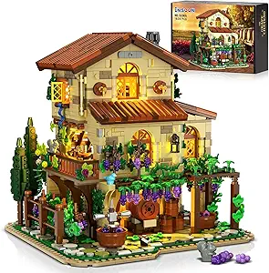 INSOON Winery Chateau House Building Set with Lights, Cozy Autumn Vineyard Castle Display Model for Adults, Home Decor Collectible Building Kit, Relaxing Desk Decor Gifts for Women Men Teens (1826PCS)