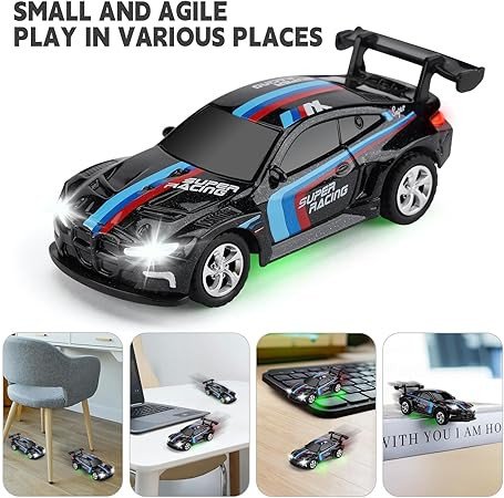 SASBSC Mini RC Toy Cars for Boys Kids Adults, 2.4GHz APP Remote Control Car with Lights and 3 Speed Modes, 1/64 Race Toy Car Rechargeable for Boys Ages 5-7 8-12,Birthday Gifts for Kids