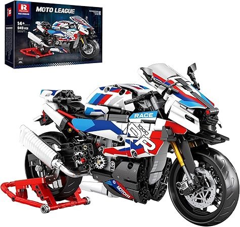 Reobrix Motorcycle 1000 RR Technic Building Set for Adults, 1:8 Scale Model Kit, 949 PCS Collectible Motorcycle Display Model with Stand, Motorbike Gift Idea for Boys and Kids 14+