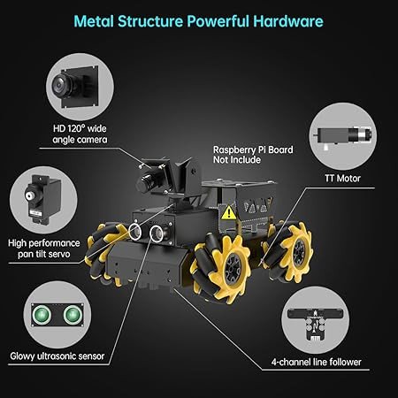 TurboPi Robot Car for RaspberryPi AI Vision Camera Programmable Smart Robot Car Kit, Color Sorting Line Tracking Target Recognition Obstacle Avoidance, Support Python Linux, Standard Kit Without RPi